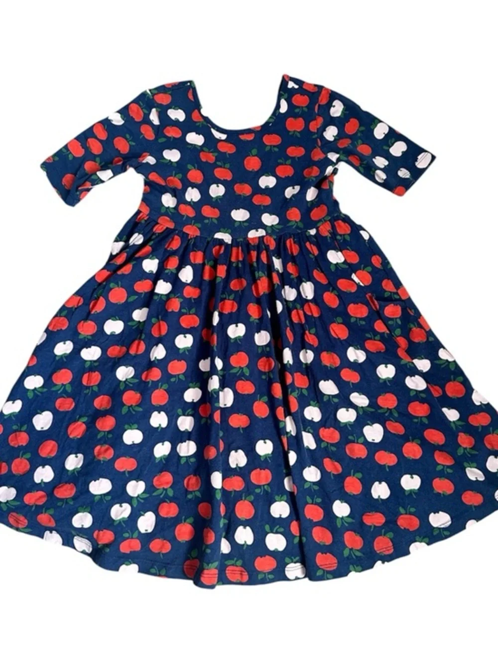 Hanna Andersson Navy Dress with Red & Pink Fruit Motif
